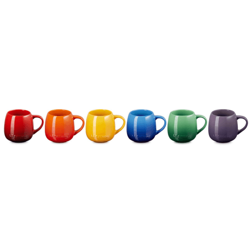 Image showing the Stoneware Set of 6 Coupe Mugs, Rainbow product.