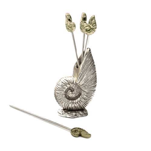 Image showing the Shell Set of 4 Cocktail Picks, Silver product.