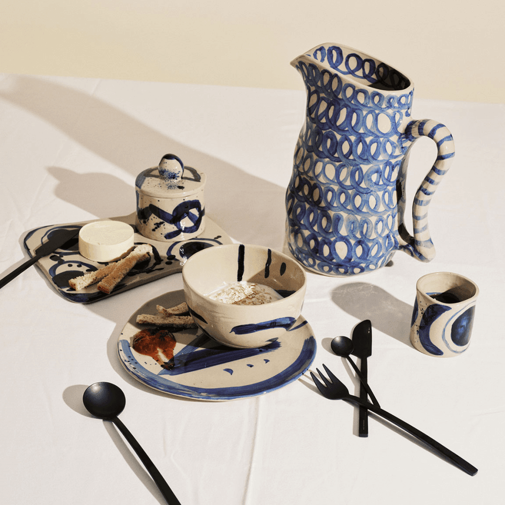 Sophia by Marie Michielssen Set of 4 Breakfast Plates, Beige Blue
