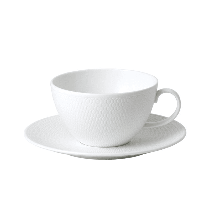 Gio Teacup and saucer, White/ Bone China