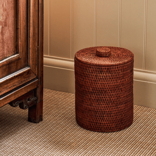 Image showing the Strand Rattan Bathroom Bin, 24cm x 20cm, Brown product.