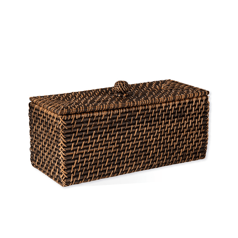 Wittering Rattan Rectangular Storage Box, Antique Brown
