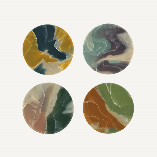 Image showing the Weez & Merl Set of 4 Coasters, D9.5cm, Sand Mix product.