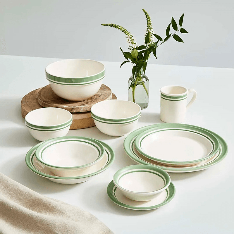 Potter's Stripe Set of 4 Soup Plates, D21cm, Green