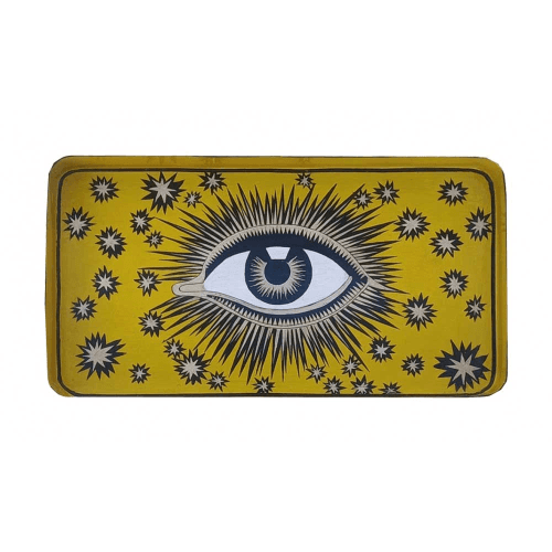 Image showing the Eye Rectangular Handpainted Iron Tray product.