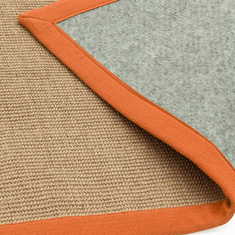 Sisal linen border runner, 120 x 180cm, orange