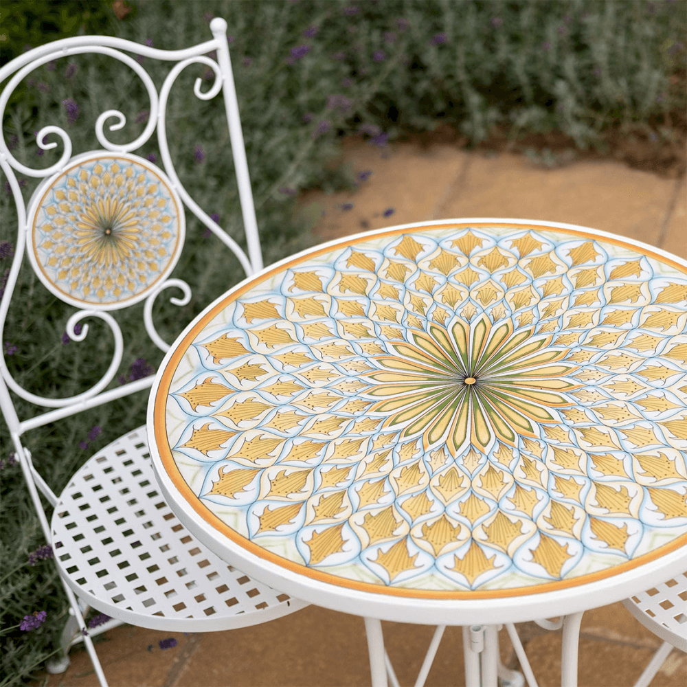 Mosaic Citrus 3 Piece Bistro Set, White
