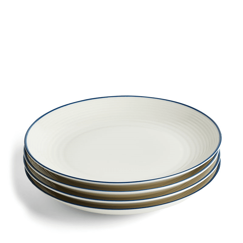 Gordon Ramsay Maze Denim Line Set of 4 Dinner Plates, D28cm, White