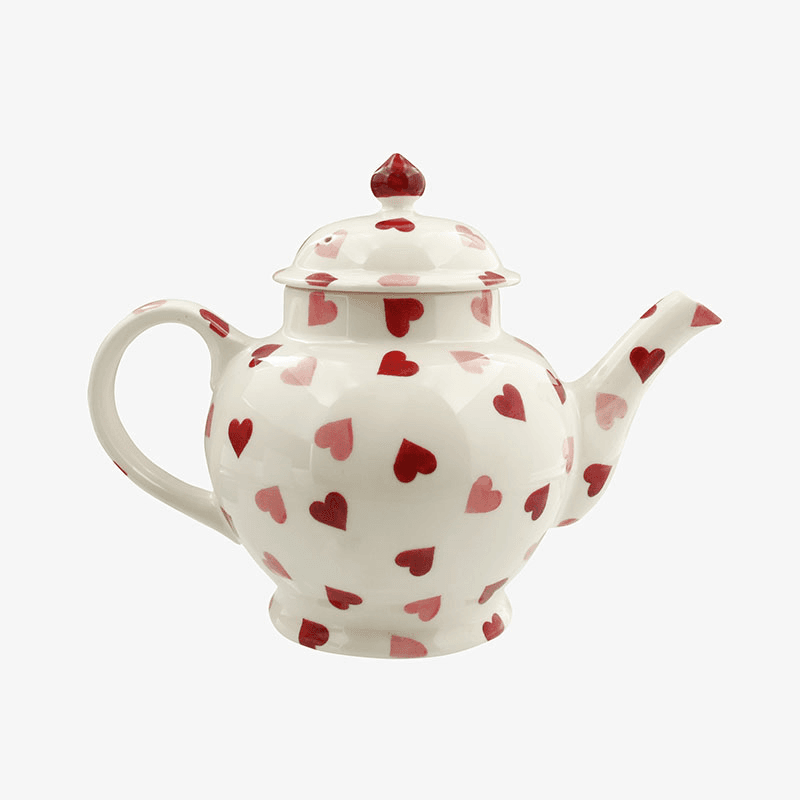 Pink Hearts Teapot, 1.6l, Cream
