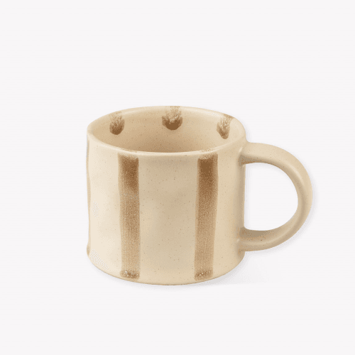 Image showing the Woolstone Striped Set of 2 Mugs, Truffle product.