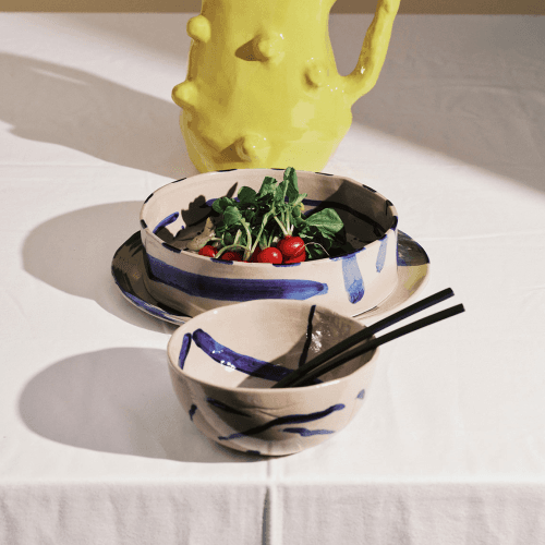 Image showing the Sophia by Marie Michielssen Set of 2 Cereal Bowls, Beige Blue product.