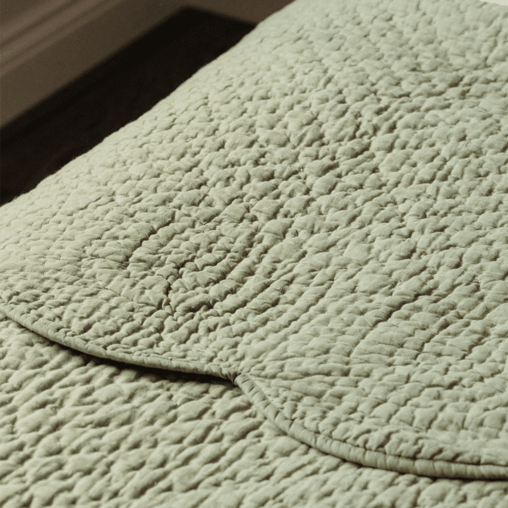 Nina Scalloped Bedspread, Sage