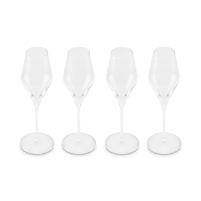 Set of 4 Champagne Flutes, Clear