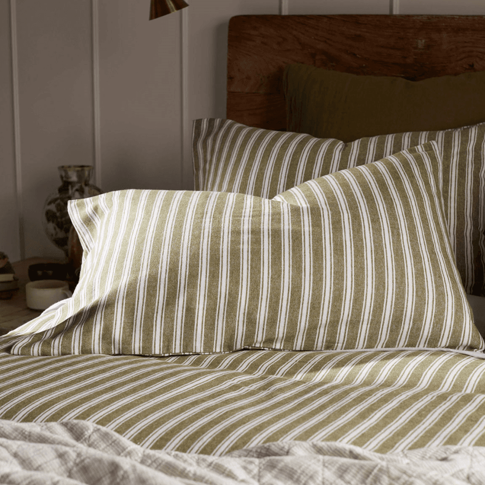 Fred Stripe 100% Organic Brushed Cotton Housewife Pillowcase
