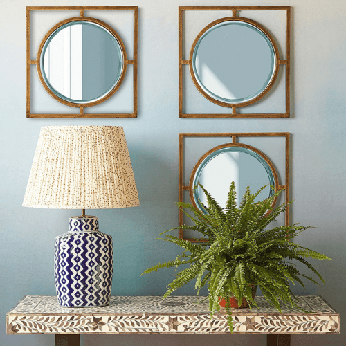 Image showing the Circle link Mirror, Antique Gold product.