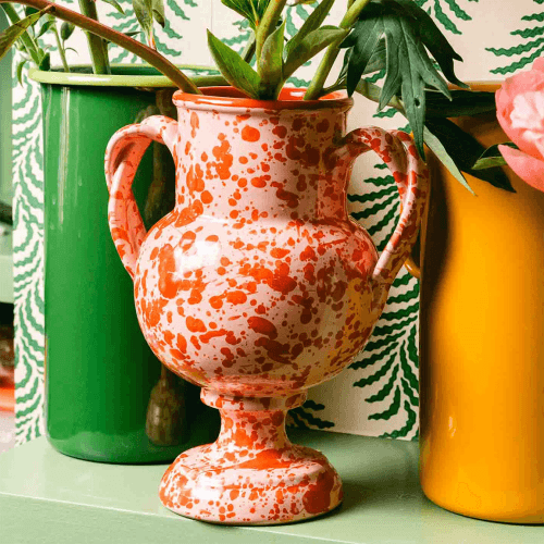 Image showing the Italian Splatterware Two Handle Vase product.
