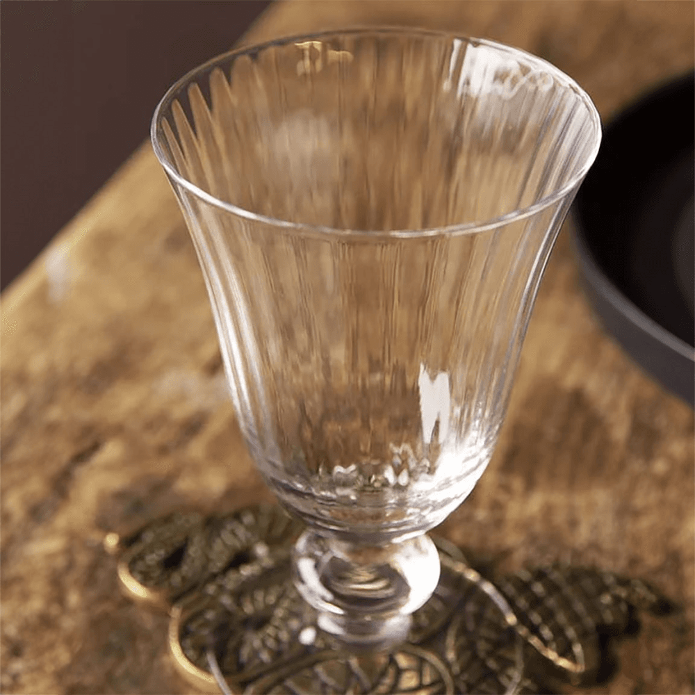 Ribbed Set of 6 Wine Glasses, Clear