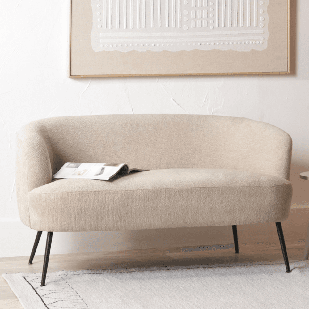 Aviana Teddy and Metal Sofa, Taupe