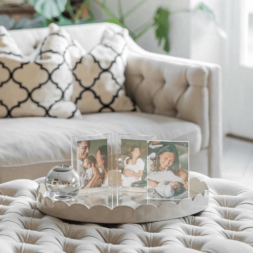 Image showing the Lacquered Round Scallop Tray, D50cm, Cappuccino product.