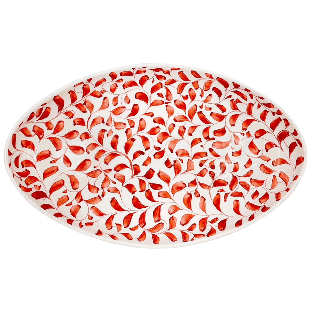 Scroll Oval Platter, Red