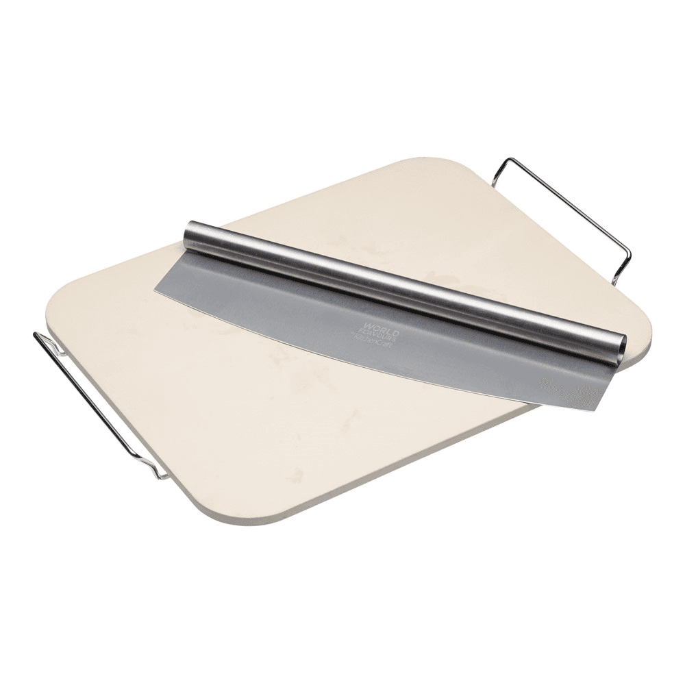 Italian Rectangular Pizza Stone and Cutter