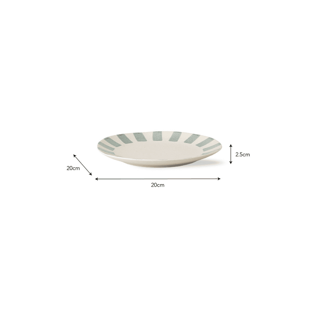 Cranwell Stripe Edge Side Plate, Fern