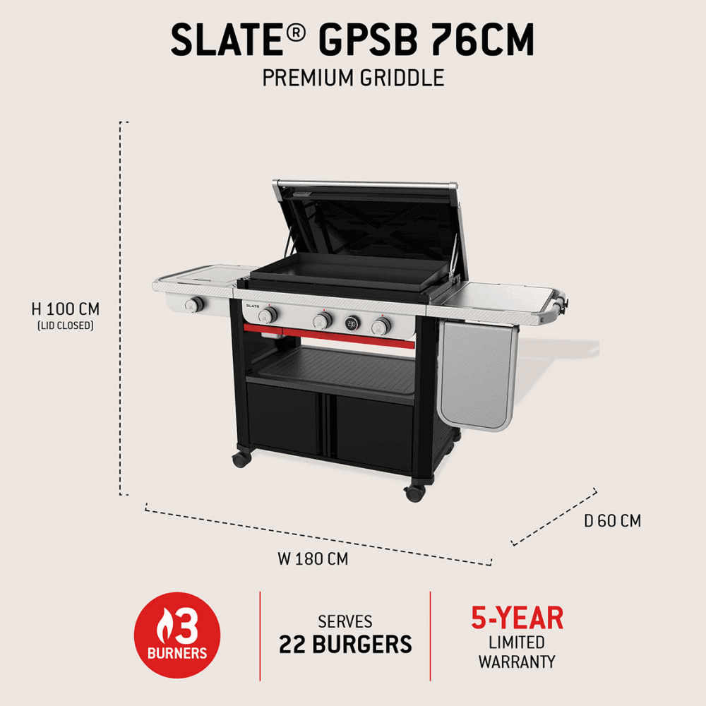 Slate Premium Griddle & Sideburner, Black