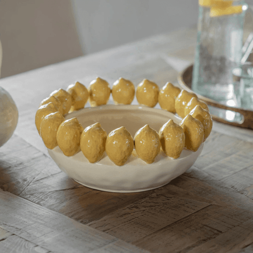 Image showing the Portloe Lemon Fruit Bowl, Yellow product.
