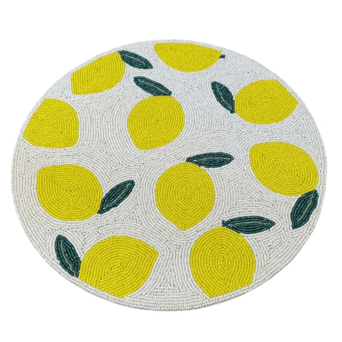 Image showing the Lemon Set of 2 Beaded Placemats, Yellow product.