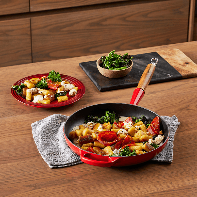 Signature Cast Iron Frying Pan with Wooden Handle