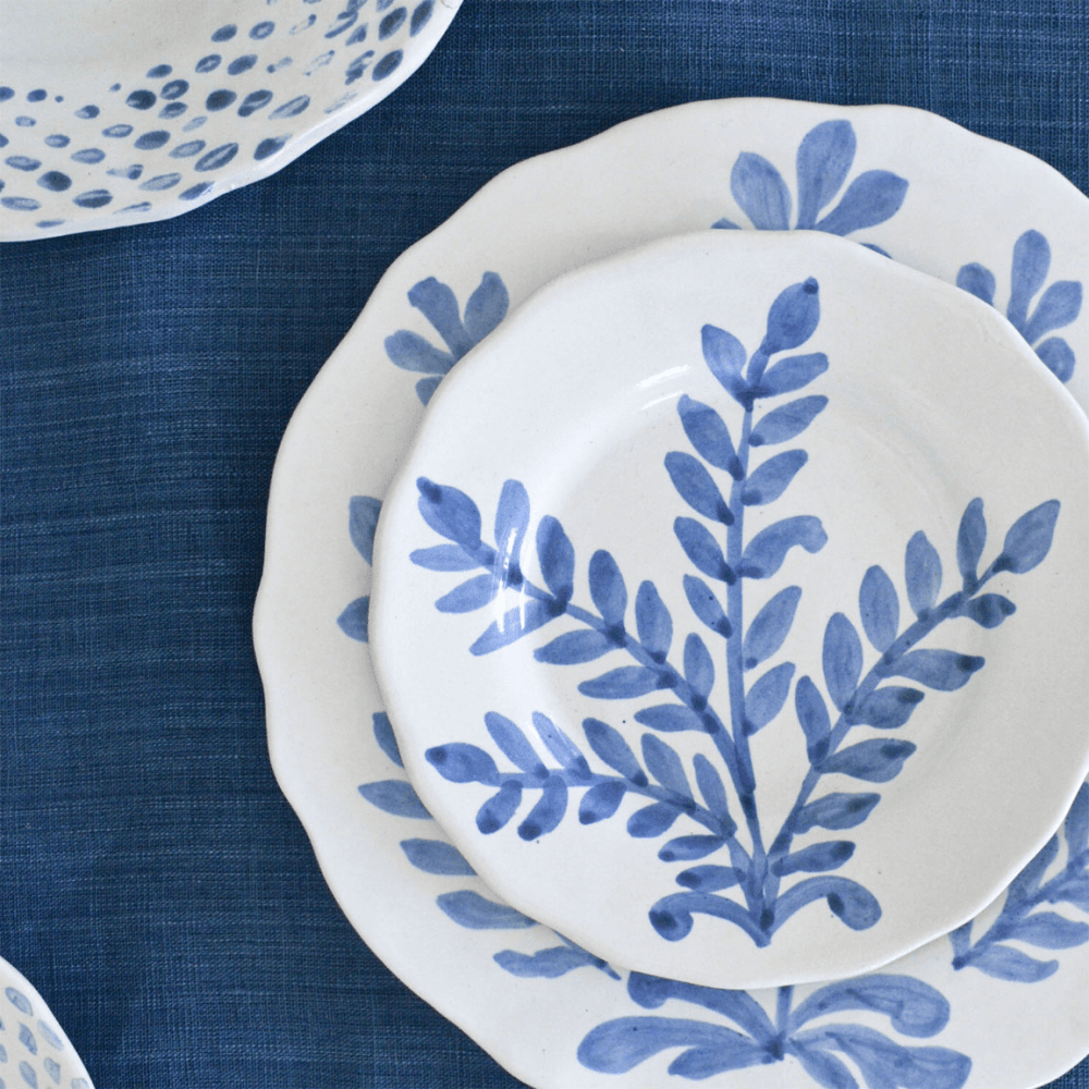 Leaf Shallow Bowl, Blue