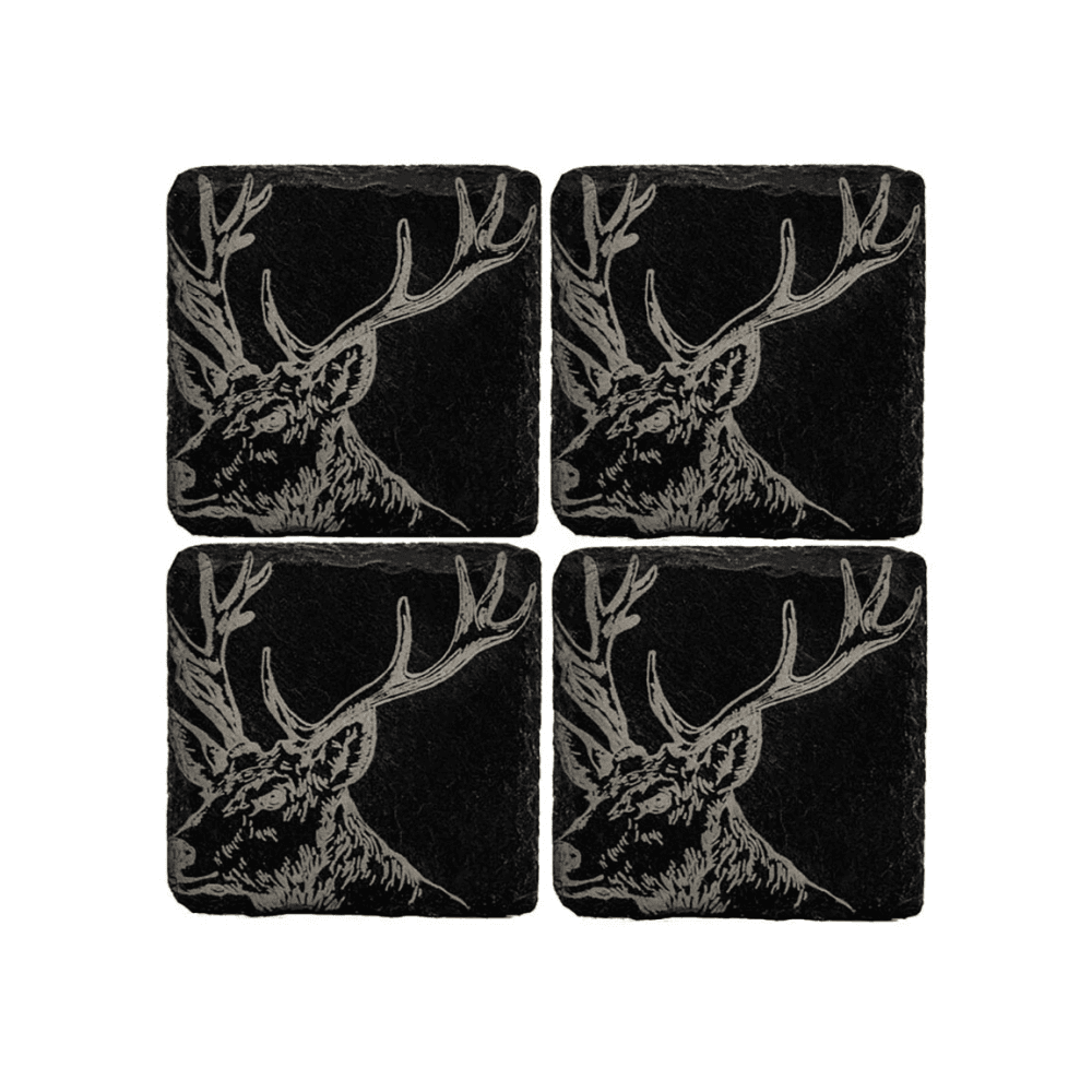Stag Set of 4 Slate Coasters