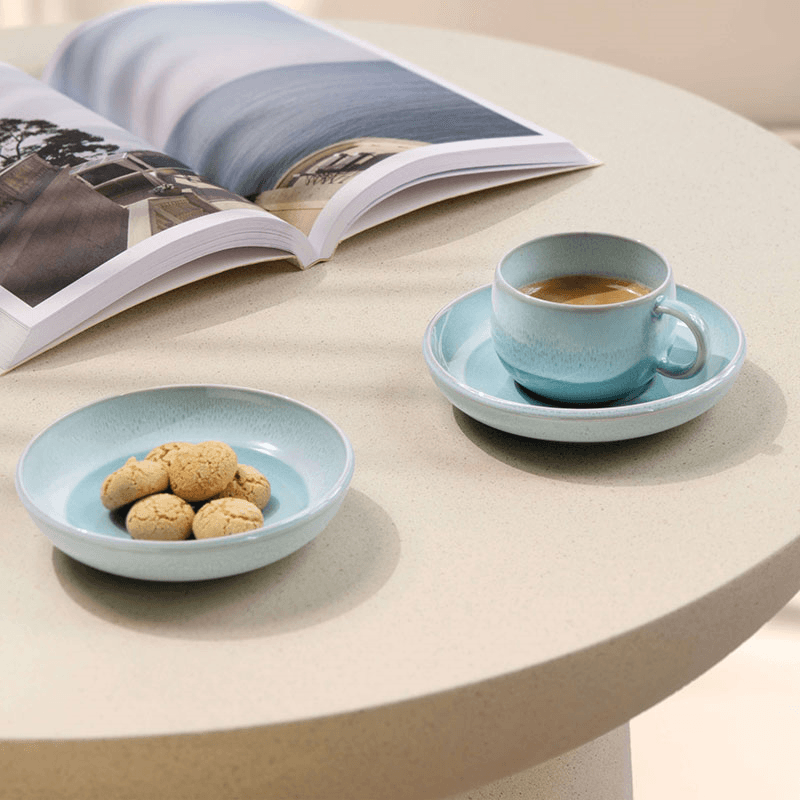 Perlemor Espresso Cup Saucer, Aqua