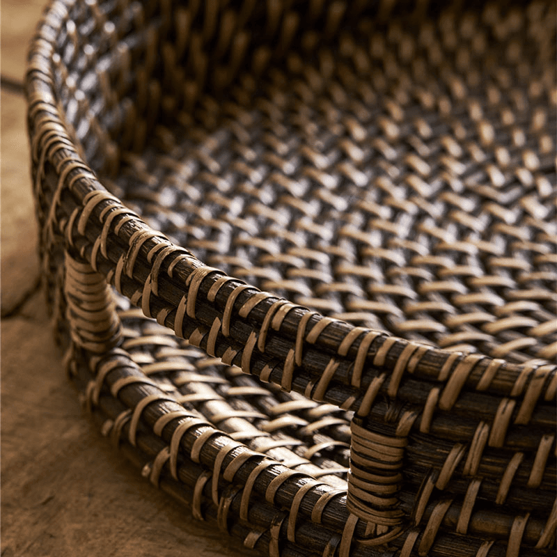 Wittering Rattan Round Tray, Antique Brown