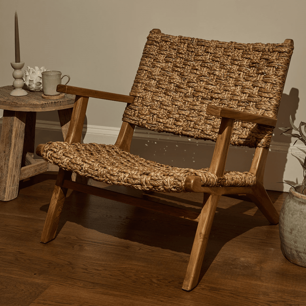 Hand Braided Rattan Armchair, Natural