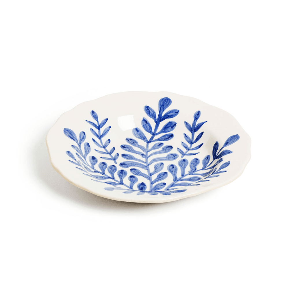 Leaf Shallow Bowl, Blue