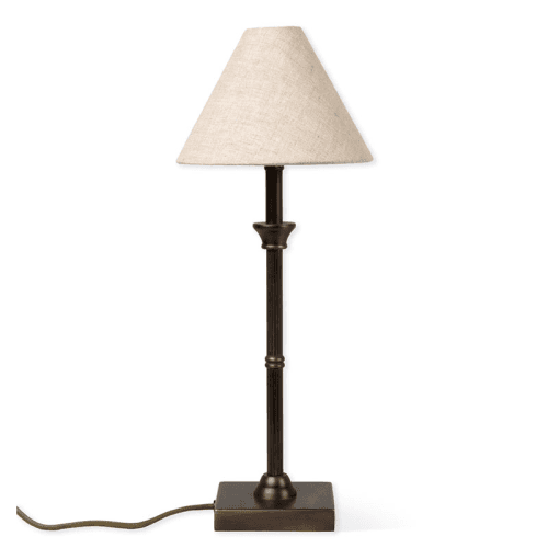 Image showing the Kelmscot Table Lamp Linen Shade, H45 x W18.5cm, Antique Bronze Finish product.