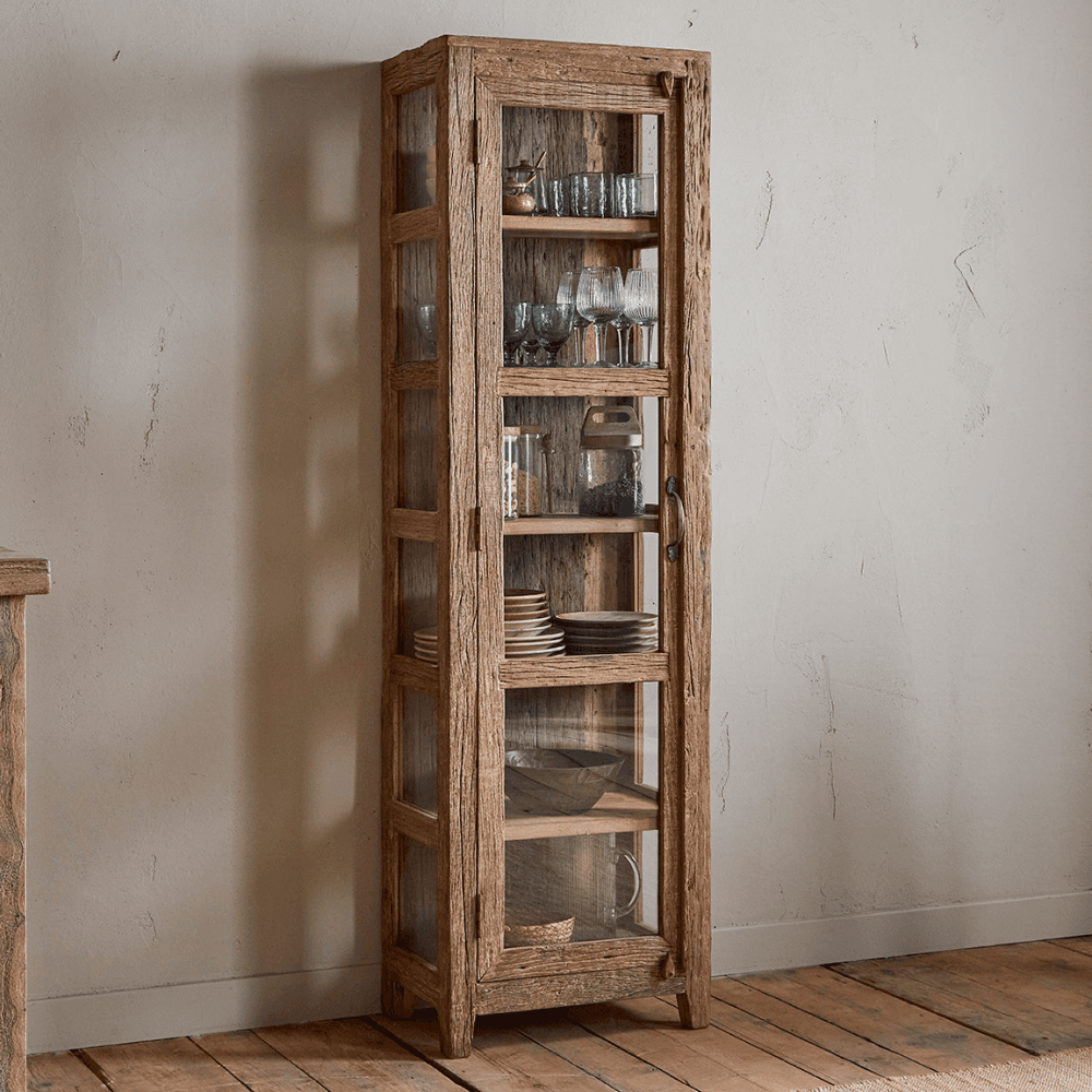 Ibo Reclaimed Wood & Glass Cabinet, Natural
