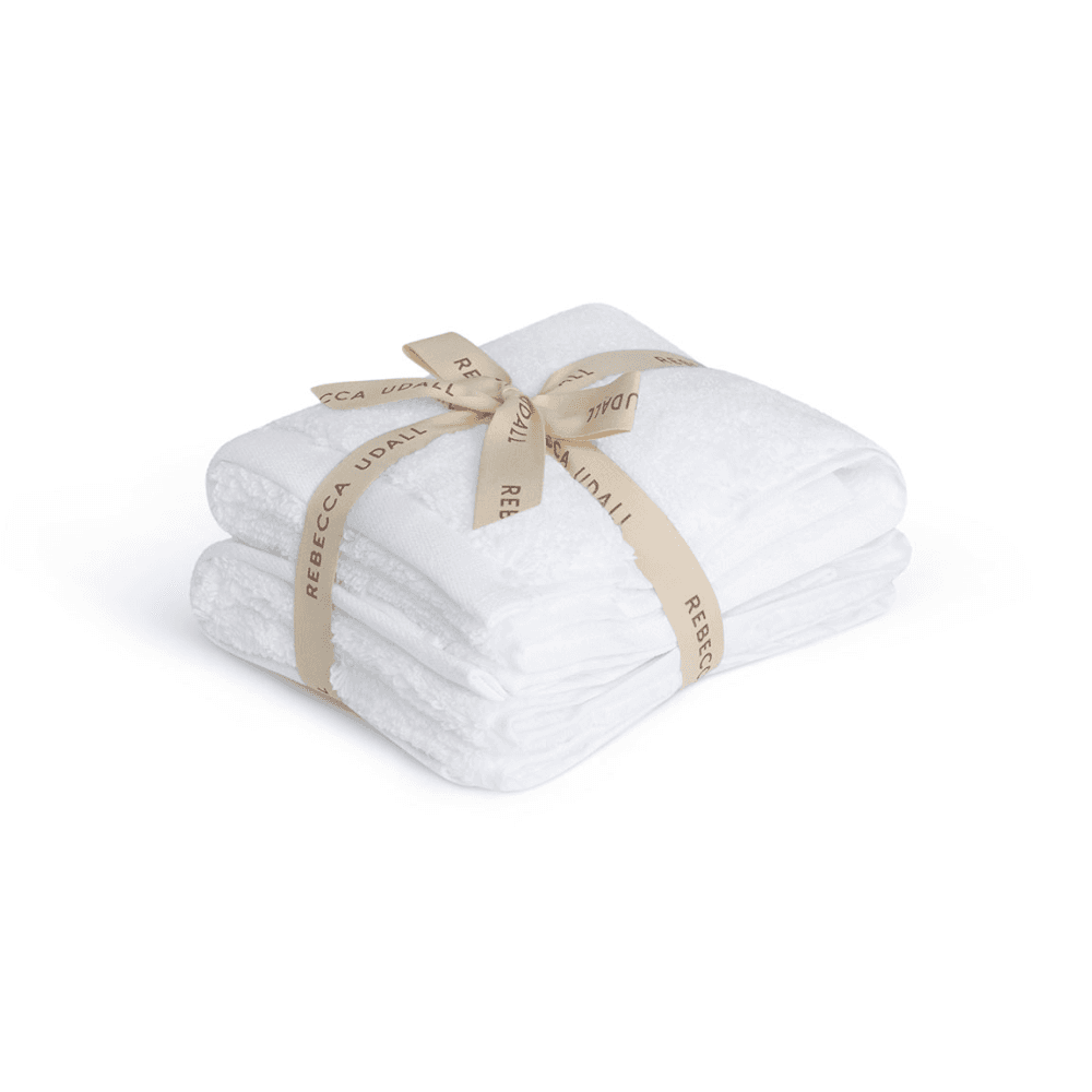 Maria Pair of Guest Towels, White