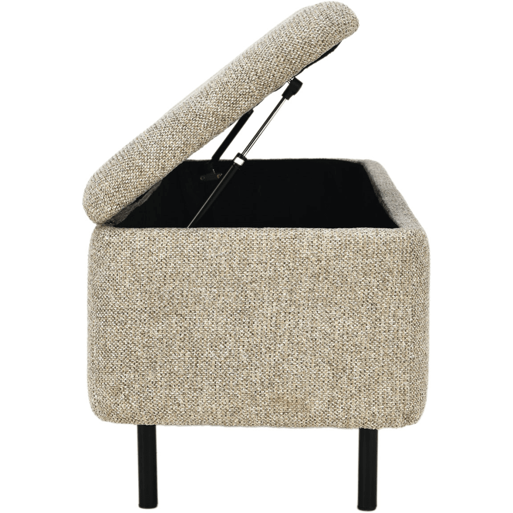 Else Textured Buttoned Storage Ottoman, Mocha Marl Chenille