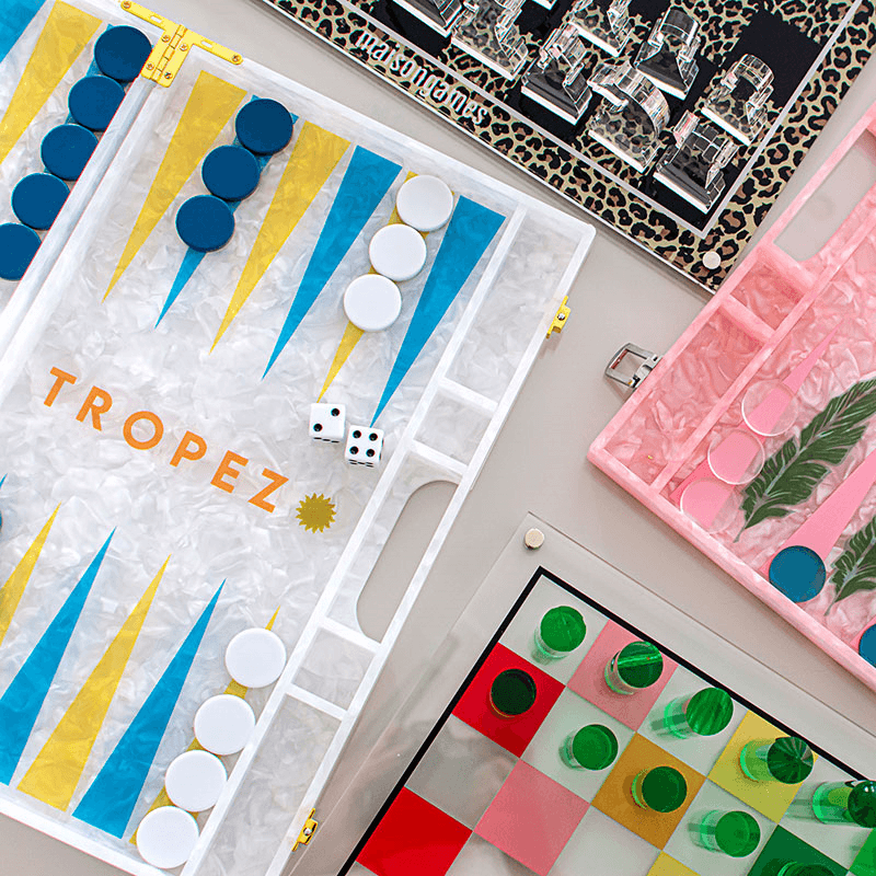 St. Tropez Backgammon Board, White