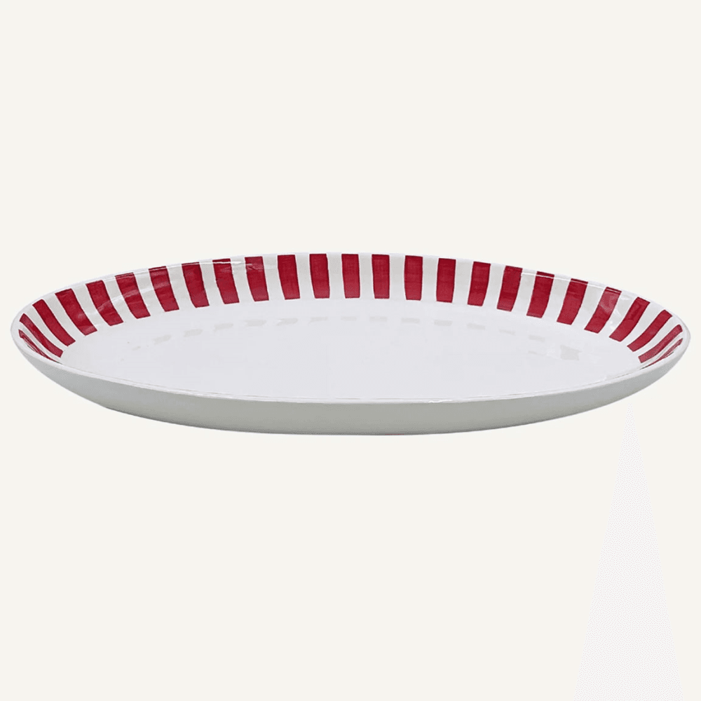 Stripes Large Oval Platter, Red