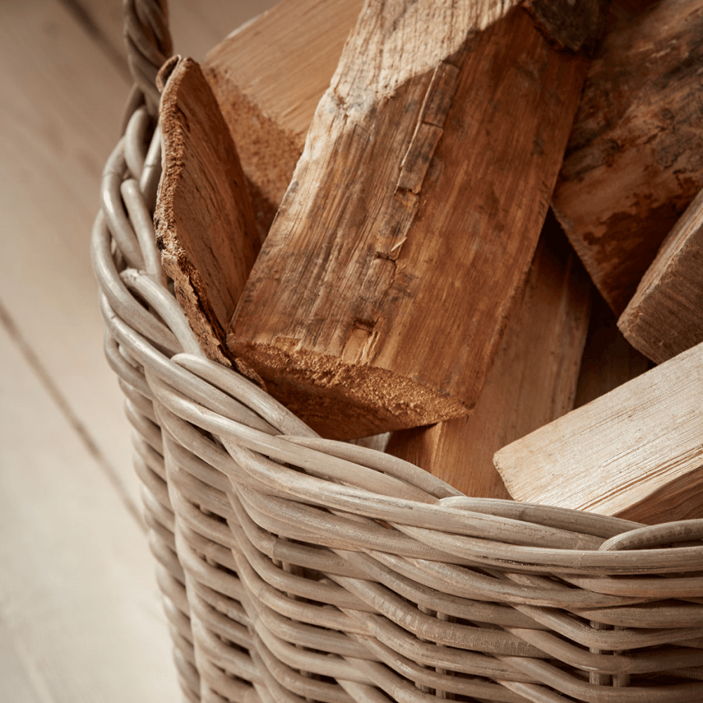 Rattan Round Log Basket, Natural