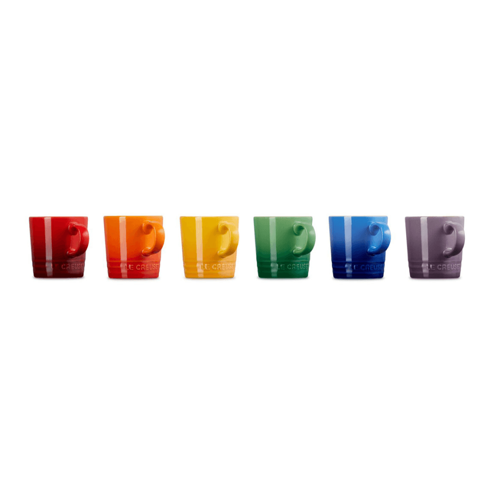 Stoneware Set of 6 espresso mugs, Rainbow
