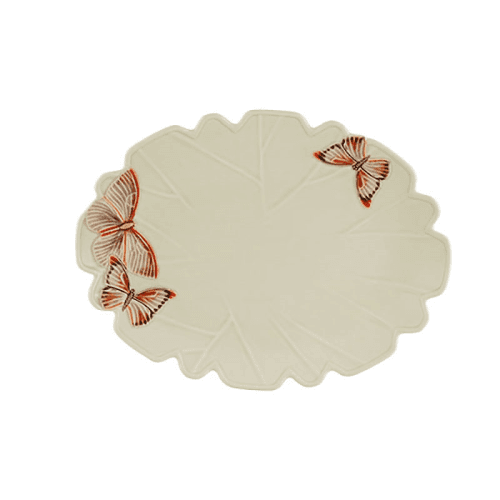 Image showing the Cloudy Butterflies Oval Platter, White product.