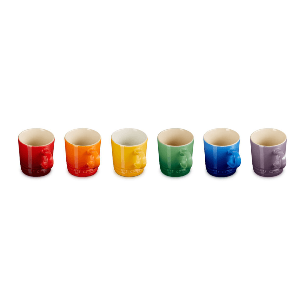 Stoneware Set of 6 espresso mugs, Rainbow