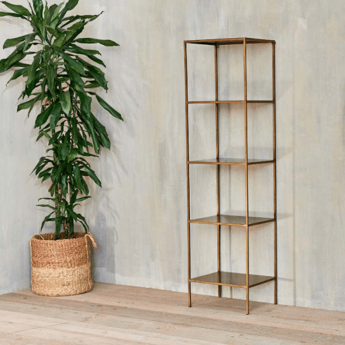 Image showing the Mahi Shelving Unit, Antique Brass product.