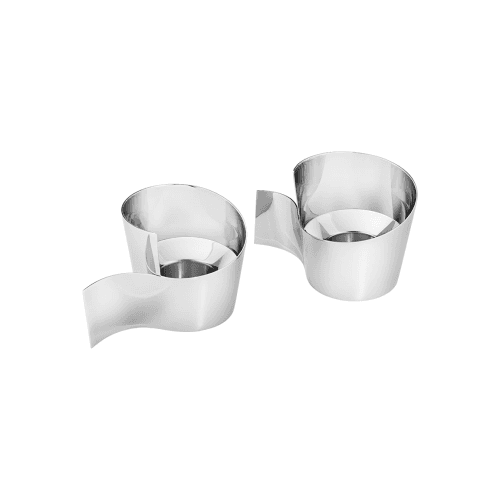 Image showing the Fold Set of 2 Mirror Tealight Candleholders, H8cm, Silver product.