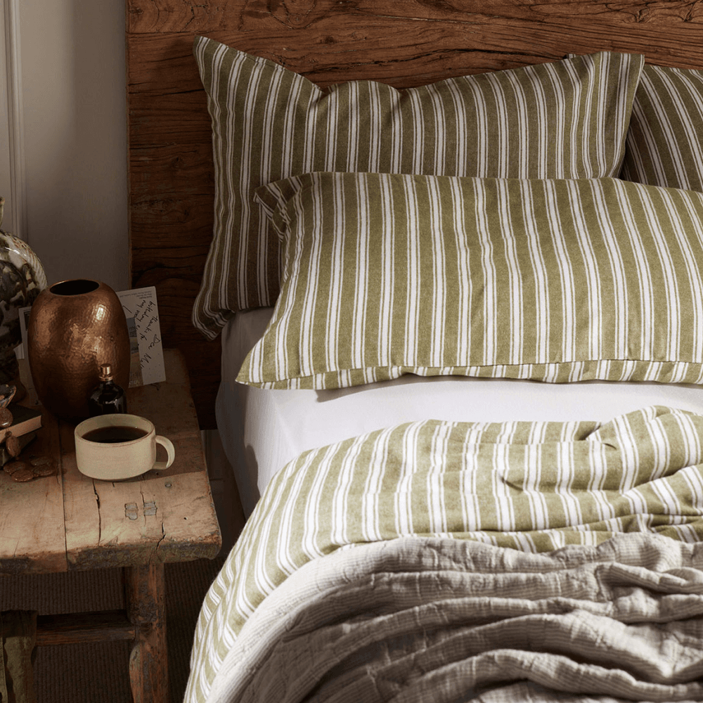 Fred Stripe 100% Organic Brushed Cotton Housewife Pillowcase