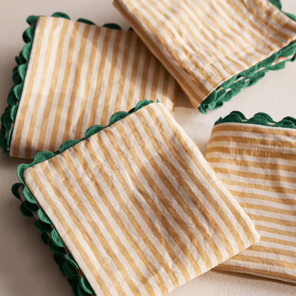 Blythe Set of 4 Striped Napkins, Yellow